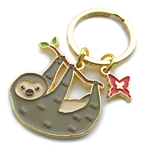 Animal Key Ring with Mini Charm Sloth
