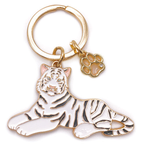 Animal Key Ring with Mini Charm White Tigar