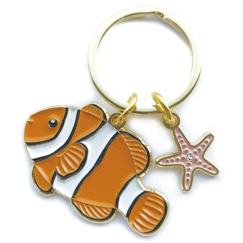 Animal Key Ring with Mini Charm Clownfish