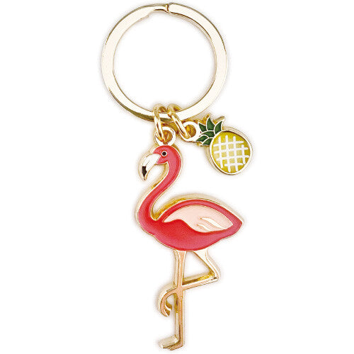 Animal Key Ring with Mini Charm Flamingo