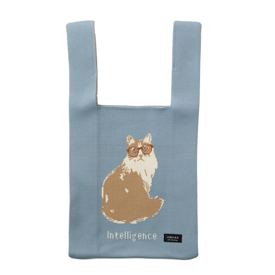 Knit Mini Tote Bag - Light Blue