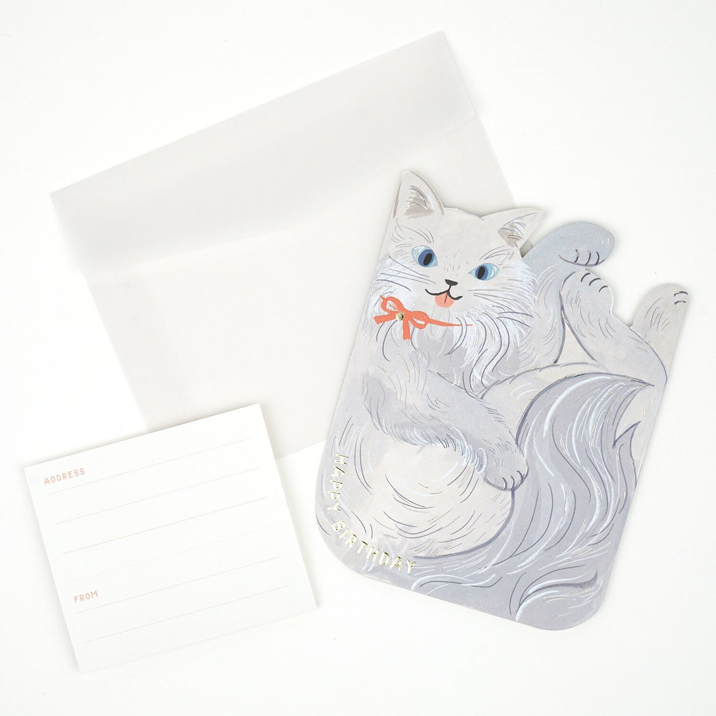 Birthday "Packed Cats" Greeting Card / Grey Cat