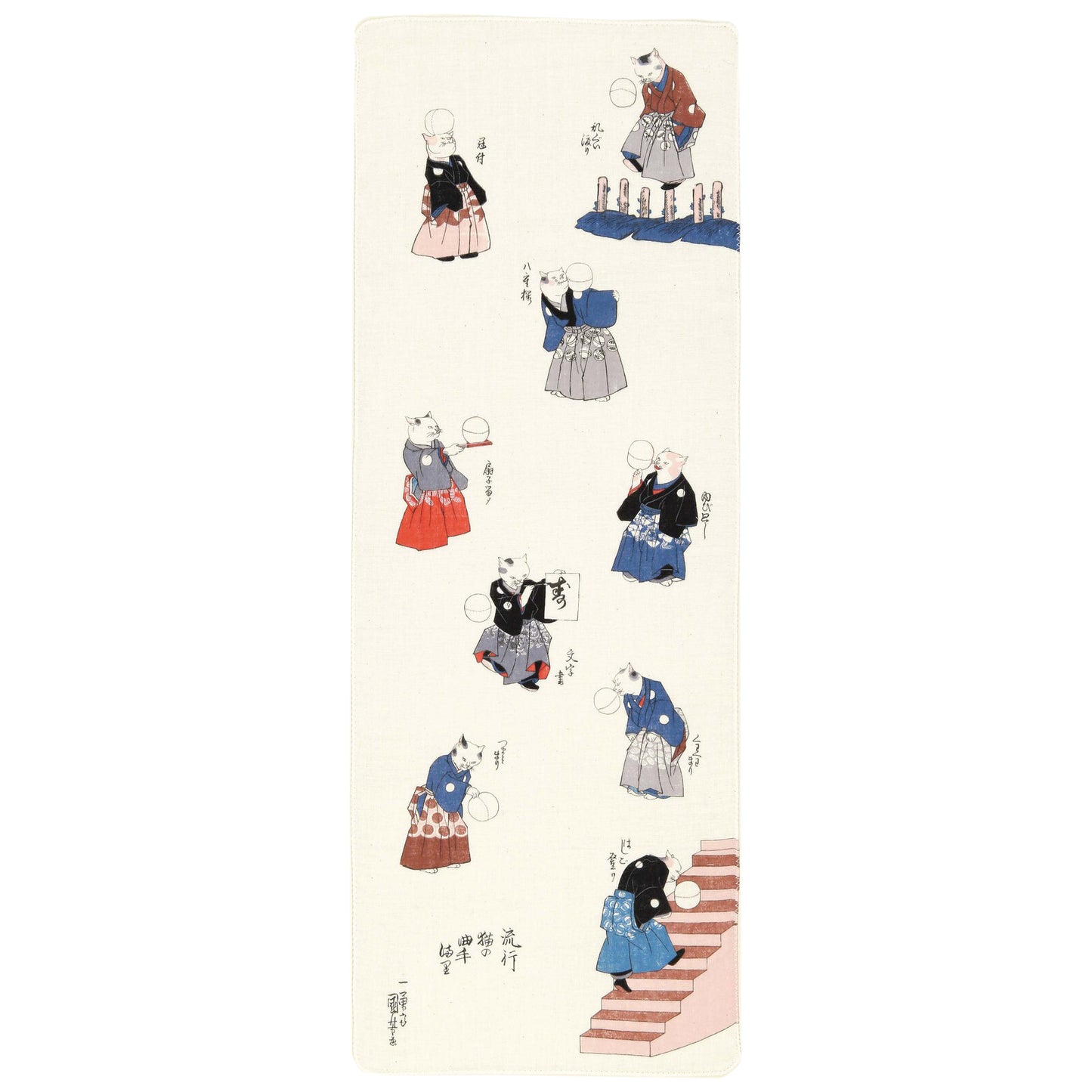 Utagawa Kuniyoshi trendy cat ball double gauze hand towel tenugui Ukiyoe