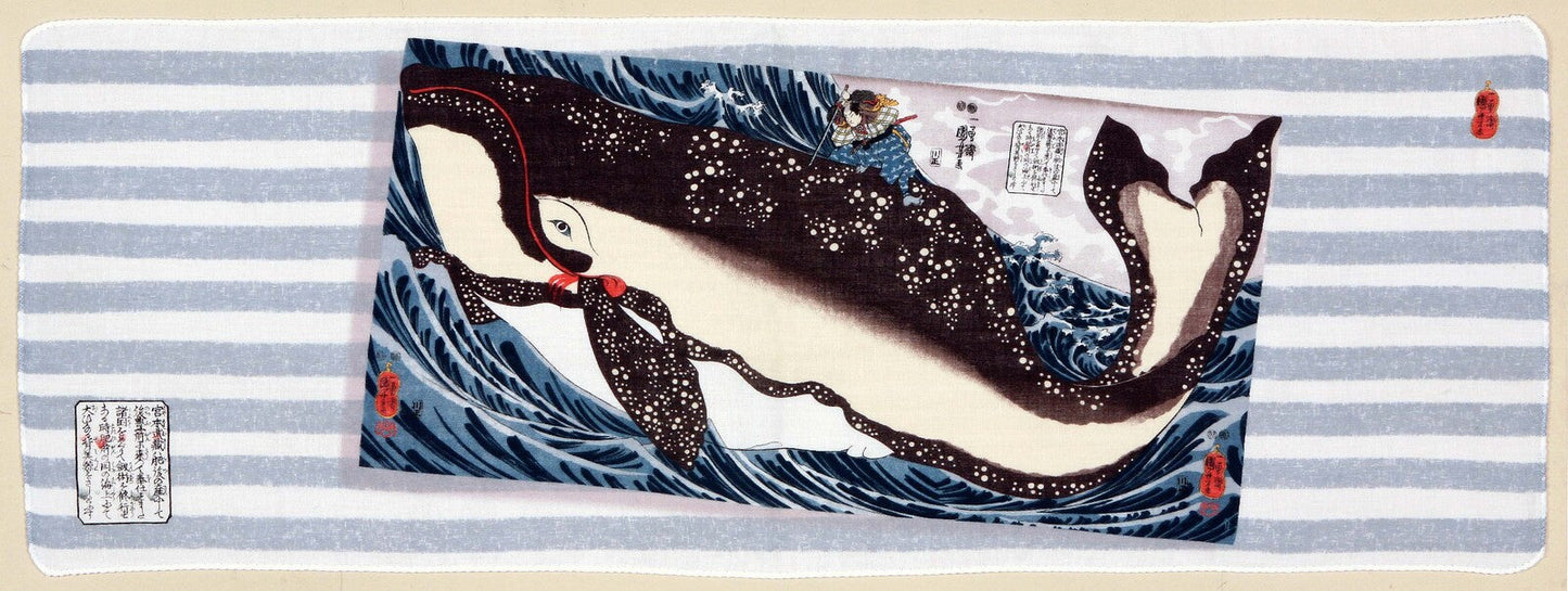 Giant Whale double gauze hand towel Tenugui Ukiyoe