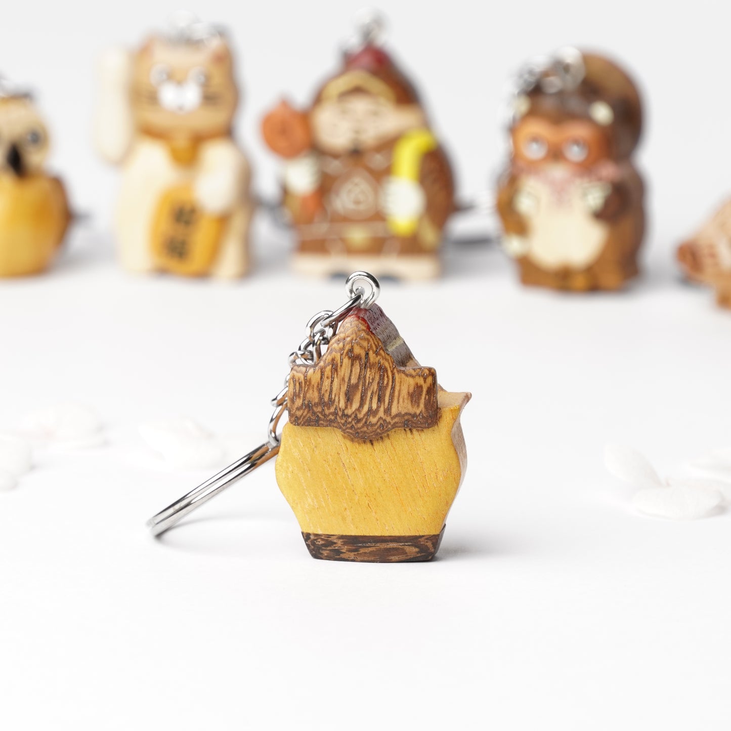 Handcrafted Wooden Ebisu Key Ring – Japanese God of Good Fortune & Business Prosperity