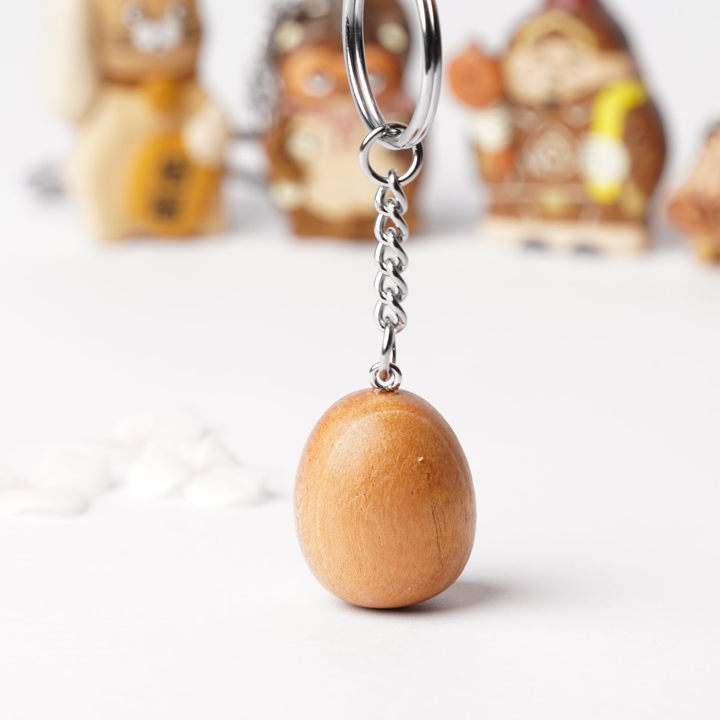 Handcrafted Wooden Daruma Key Ring – Japanese Good Luck Charm for Goals & Perseverance