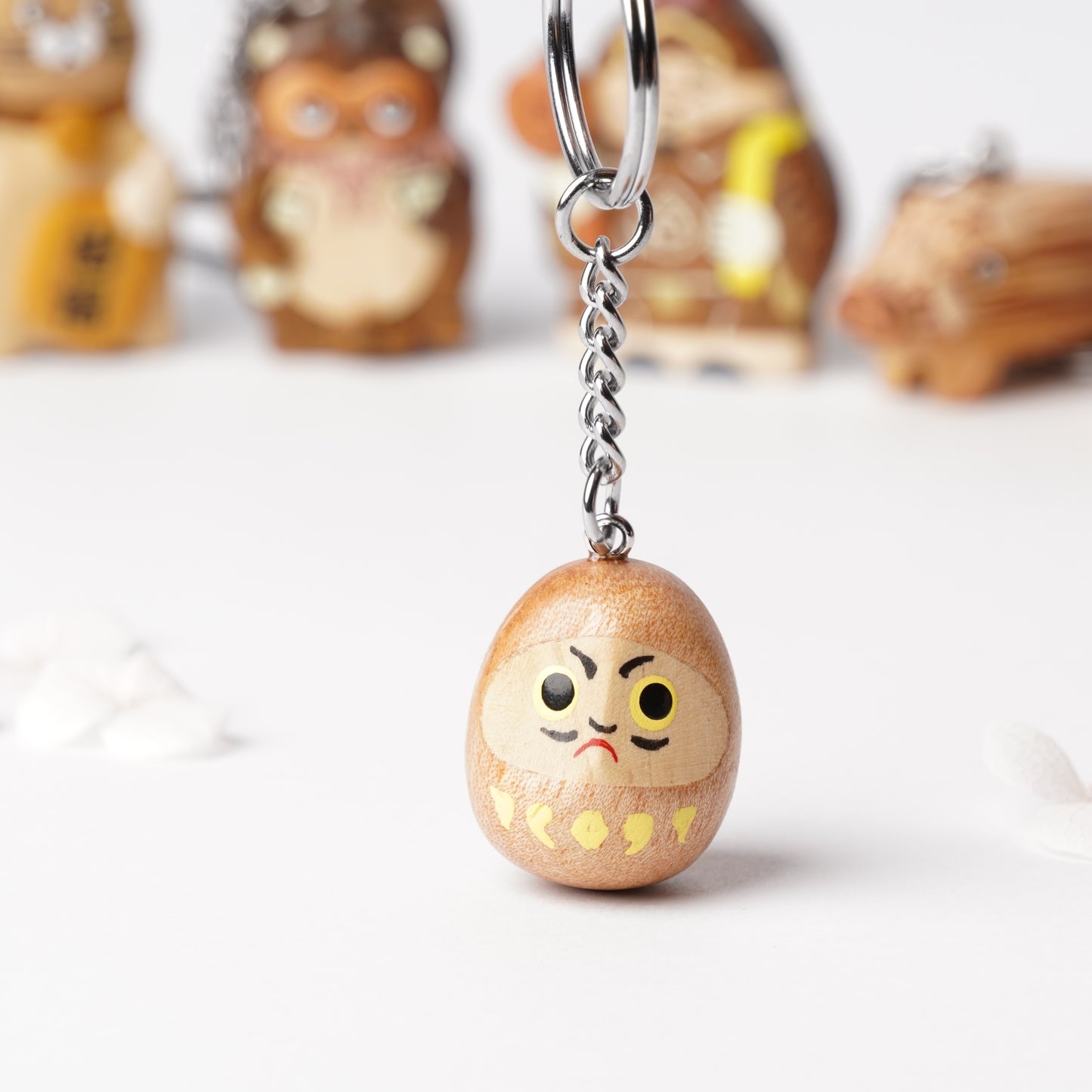 Handcrafted Wooden Daruma Key Ring – Japanese Good Luck Charm for Goals & Perseverance