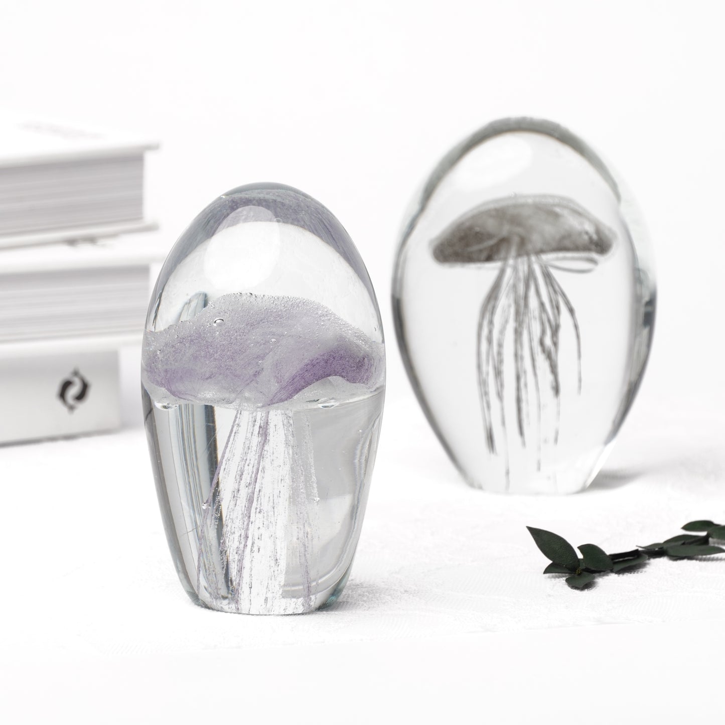 Jellyfish Glass Paper Weight Object White