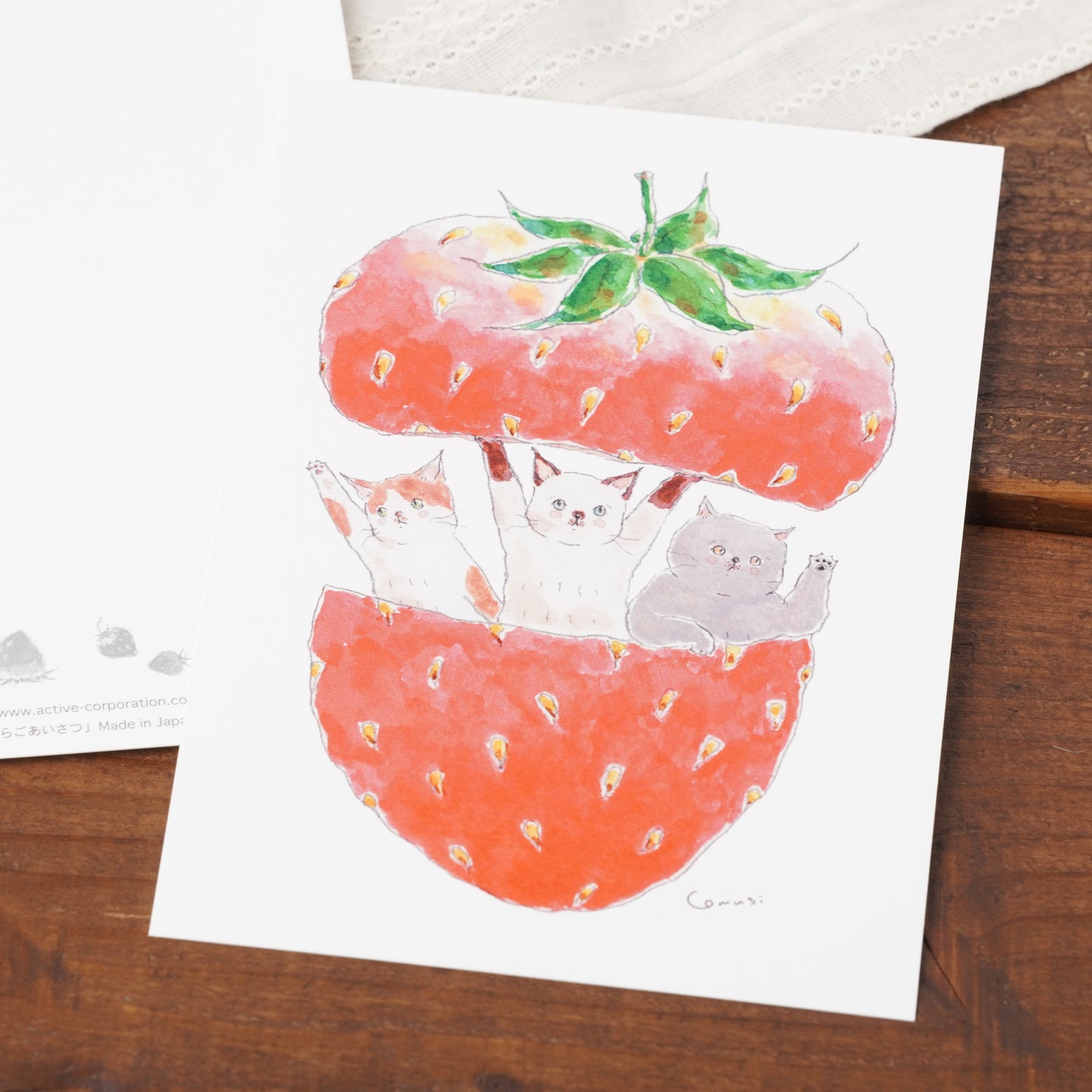 Post card cat TOCORO COMUGI Strawberry