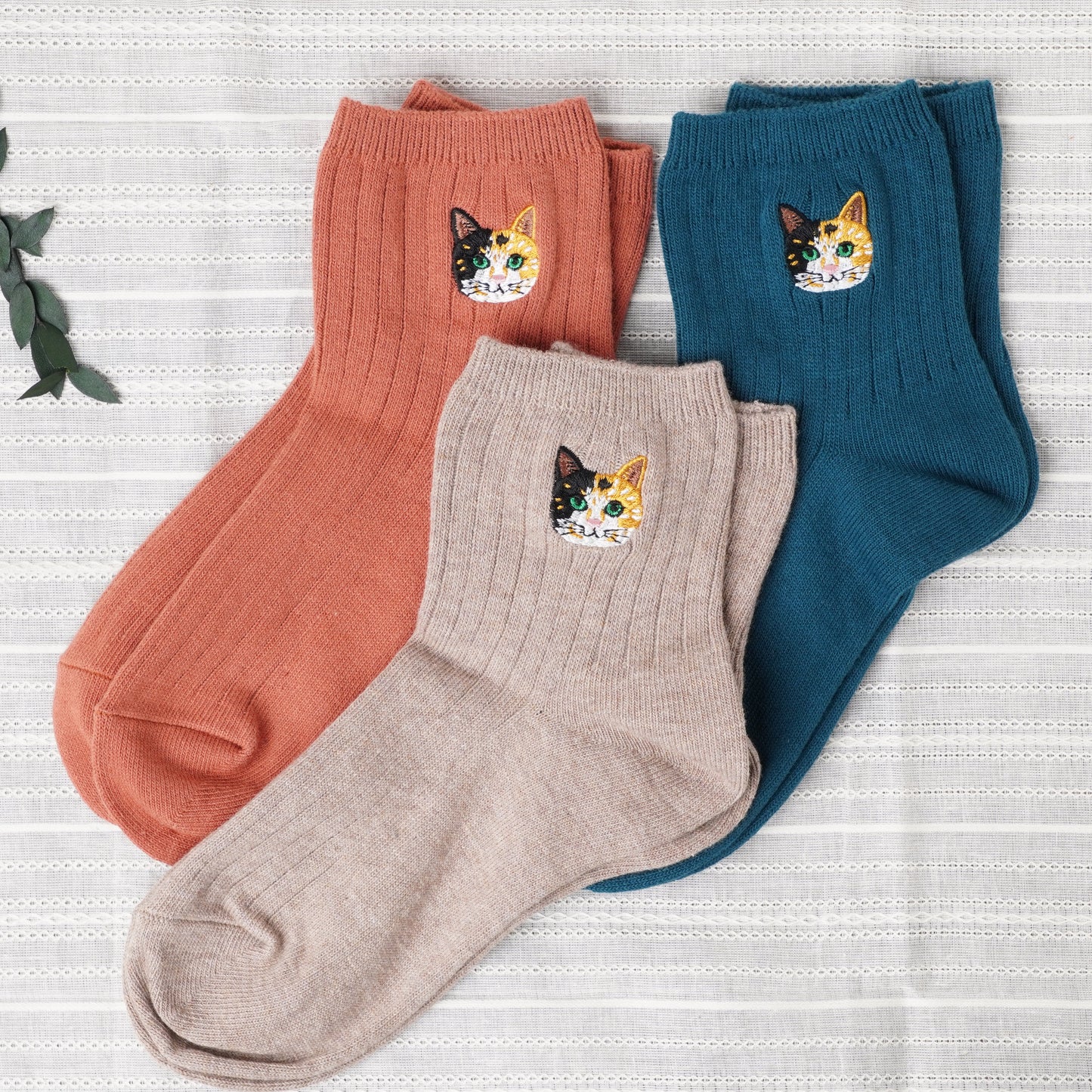 Cute Cat Socks M – Mike Neko Embroidery