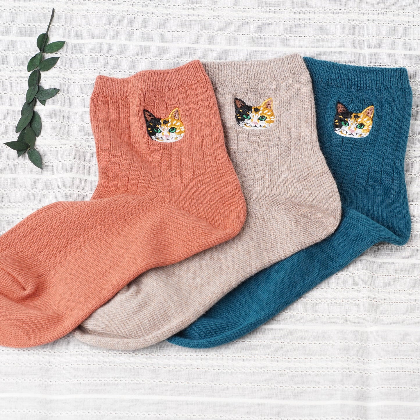 Cute Cat Socks M – Mike Neko Embroidery