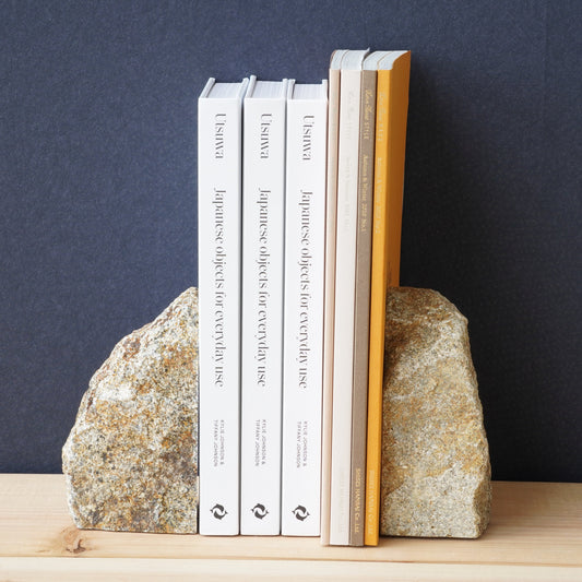 Japanese Stone Bookstand - Natural Rock Bookends by aji project