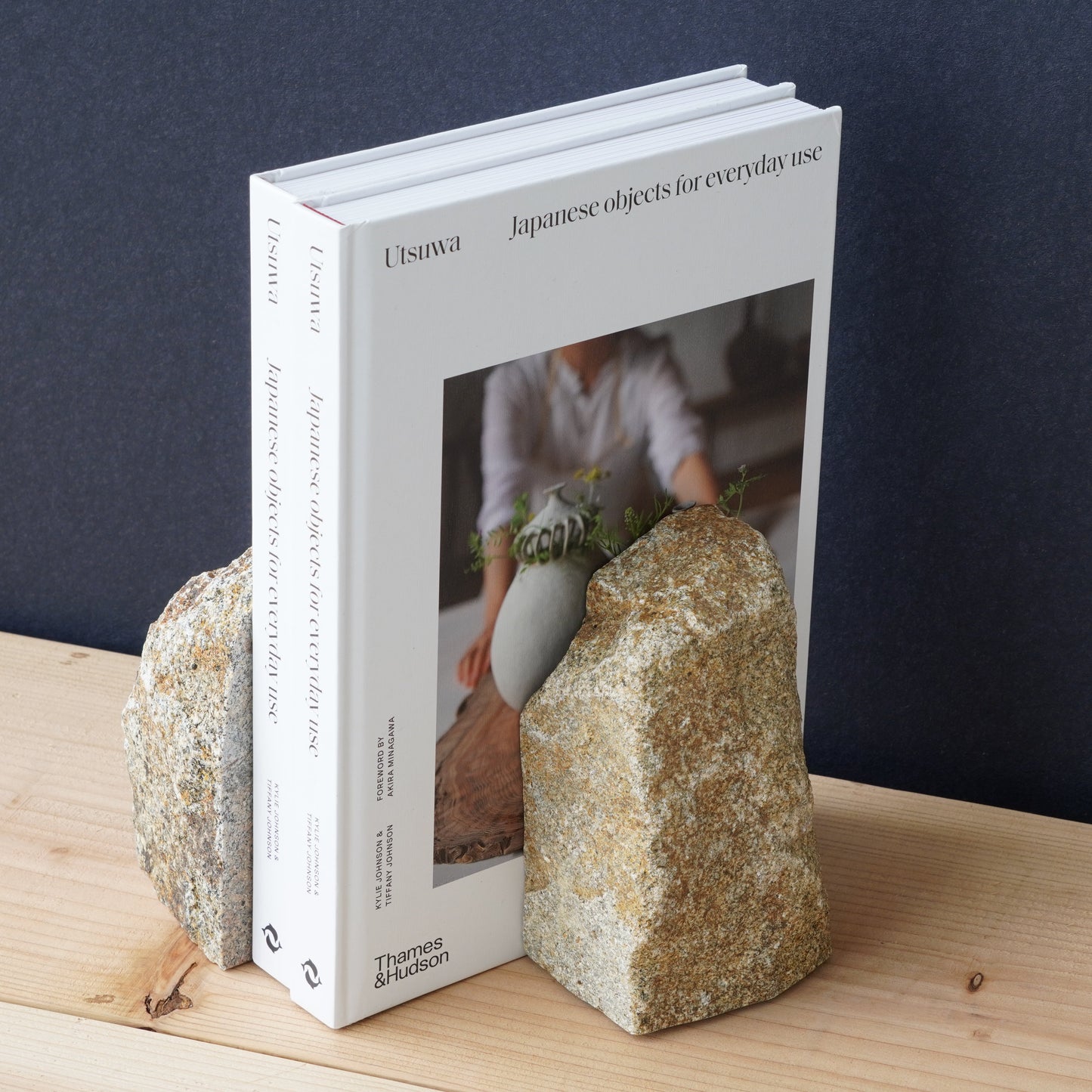 Japanese Stone Bookstand - Natural Rock Bookends by aji project