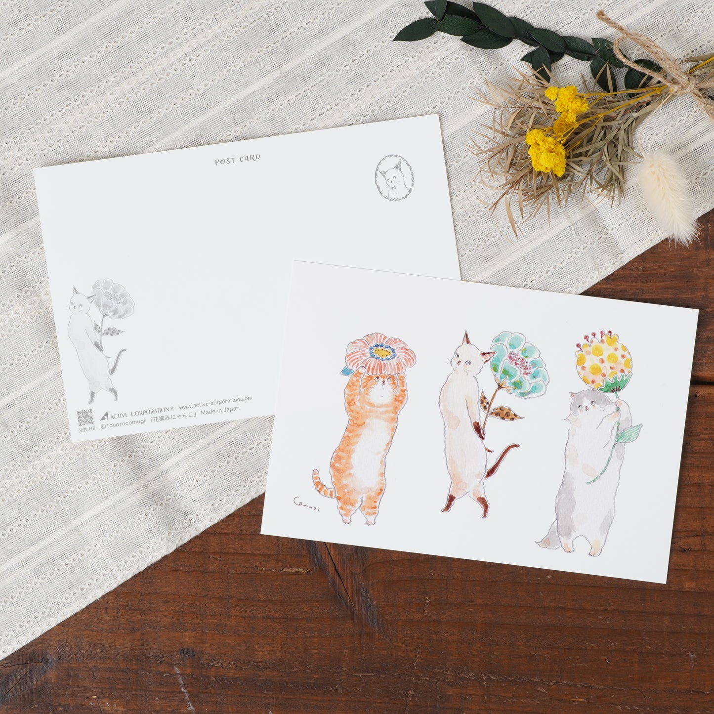 Tocoro Comugi Postcard – Cute Cats and Dreamy Scenes Flower