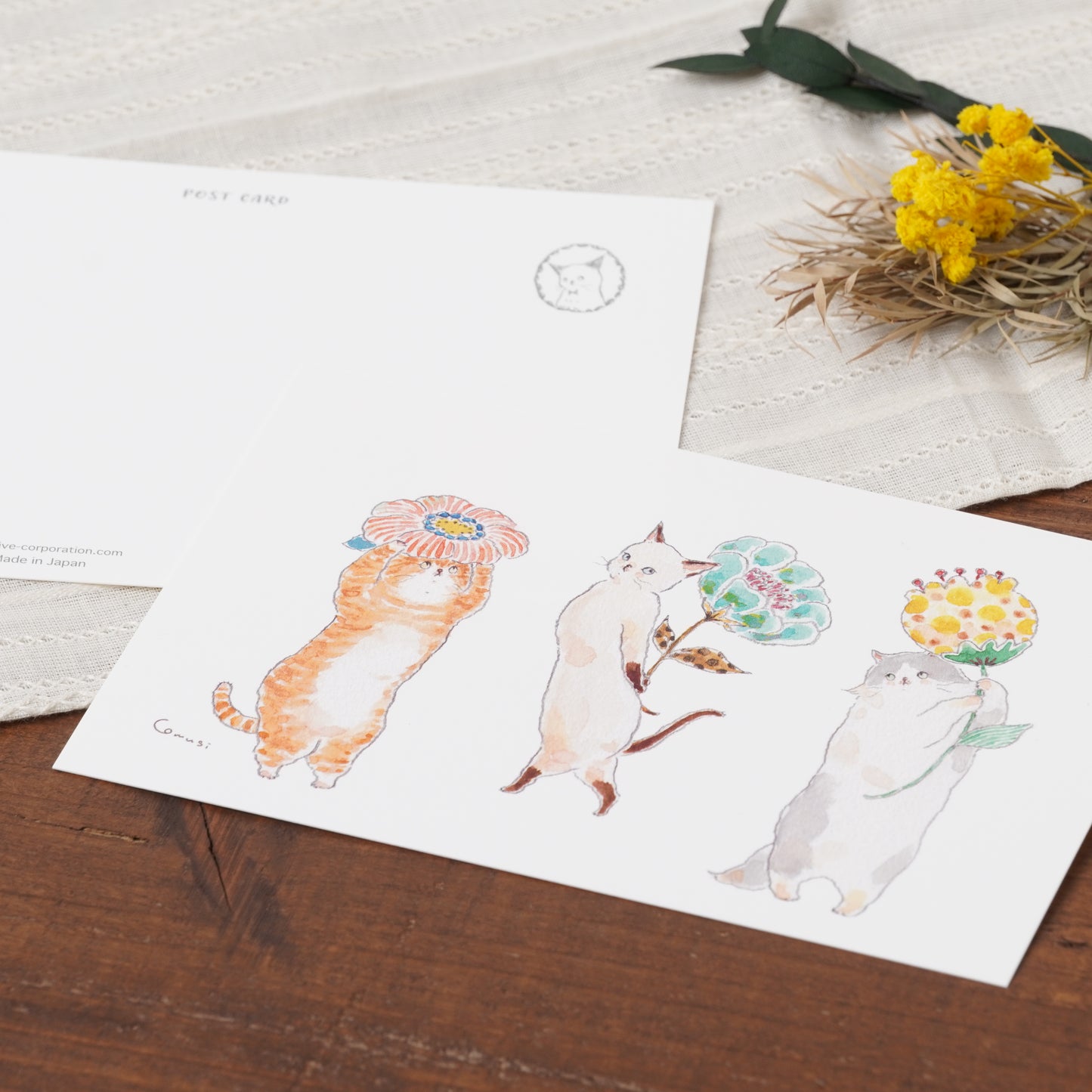 Tocoro Comugi Postcard – Cute Cats and Dreamy Scenes Flower