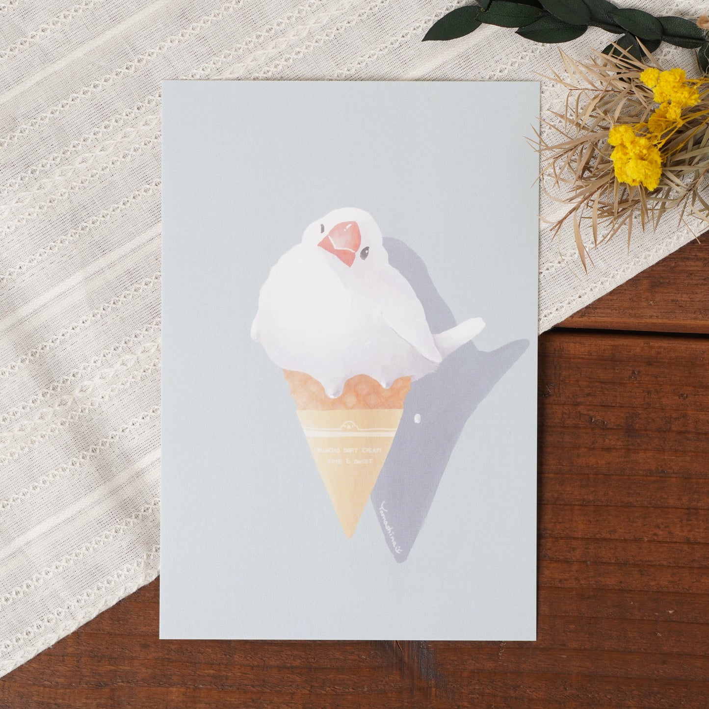 Post card java sparrow ice cream