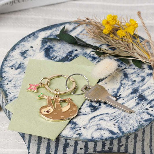 Animal Key Ring with Mini Charm Sloth
