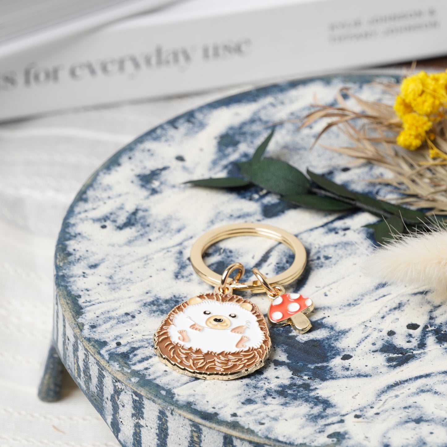 Animal Key Ring with Mini Charm Hedgehog