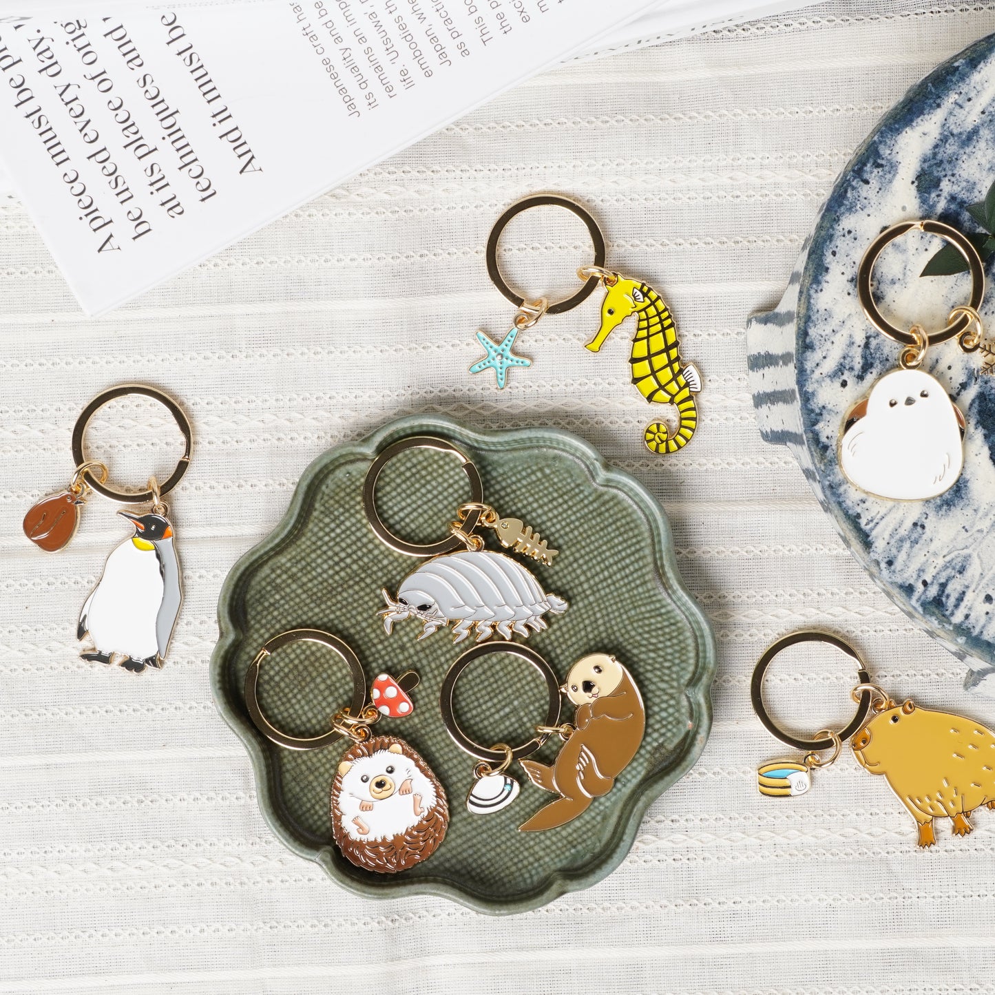 Animal Key Ring with Mini Charm Emperor Penguin