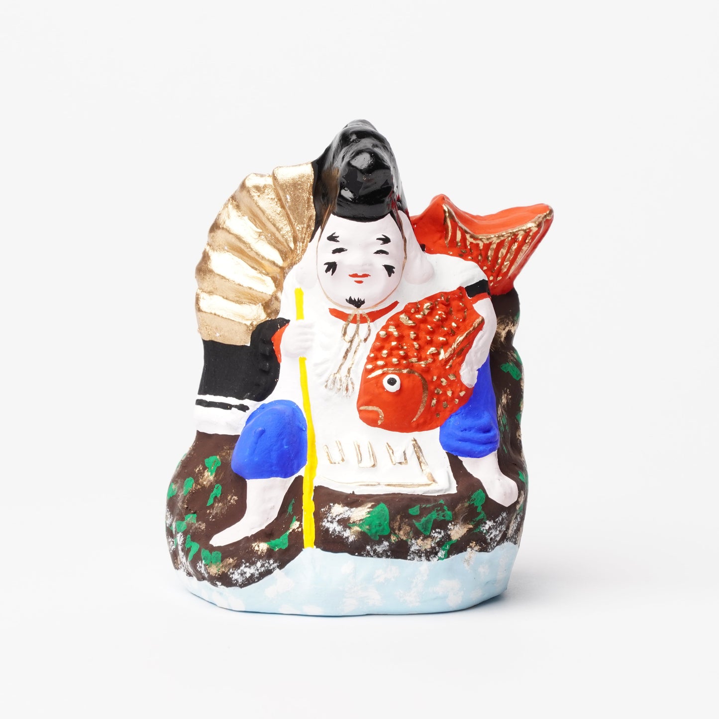 Yabase Clay Doll - Japanese Ebisu God of Fortune Figurine Folk Art