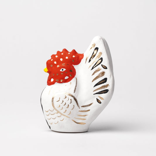 Yabase Clay Doll - Japanese Handmade Rooster Figurine Folk Art