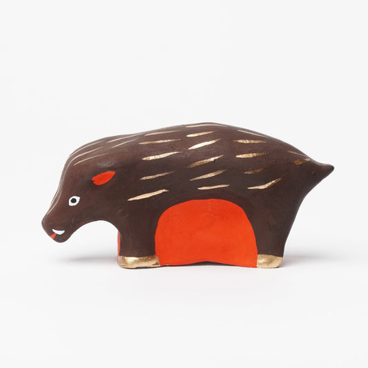 Yabase Clay Doll - Japanese Handmade Wild Boar Figurine Folk Art