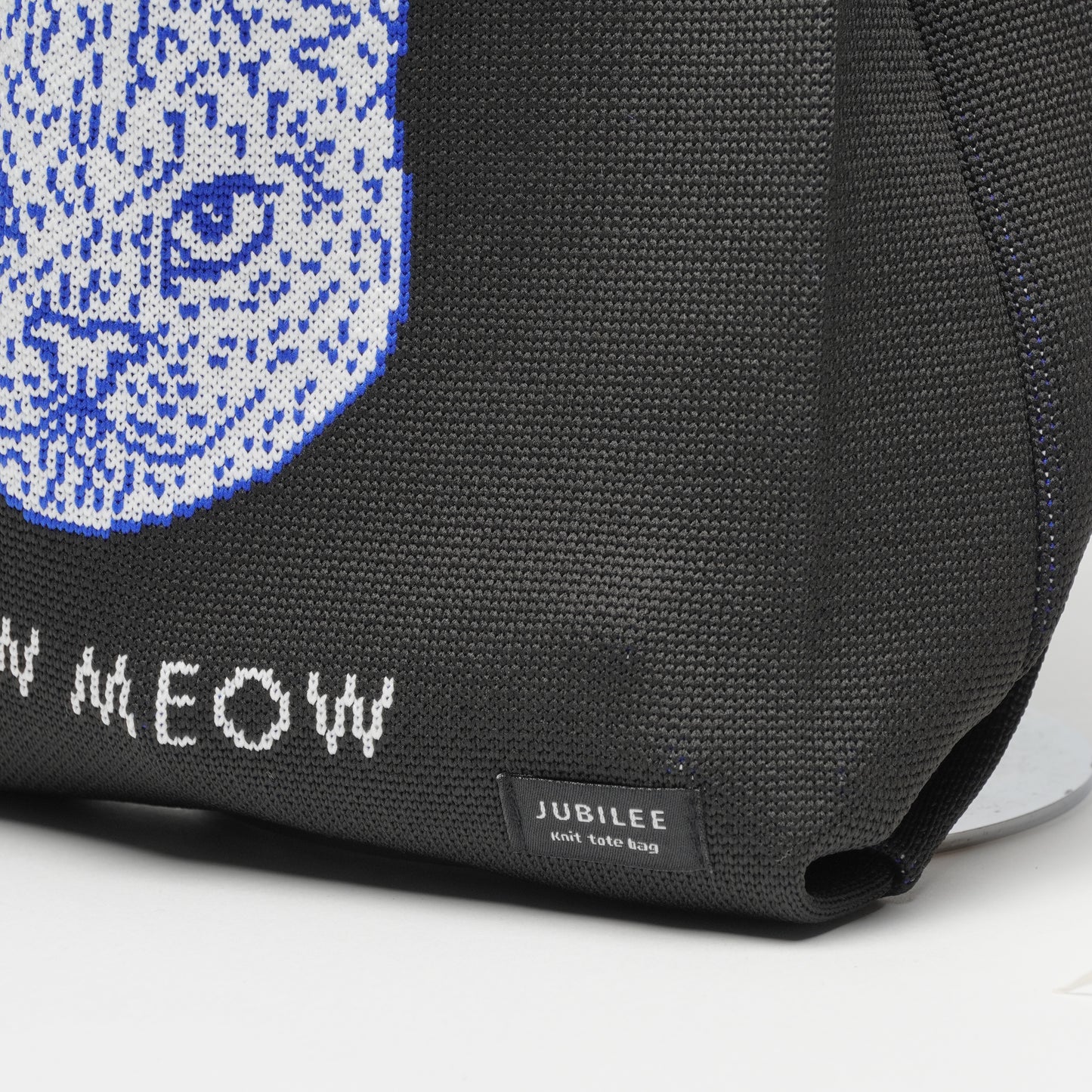 Knit bag mini tote bag cat black