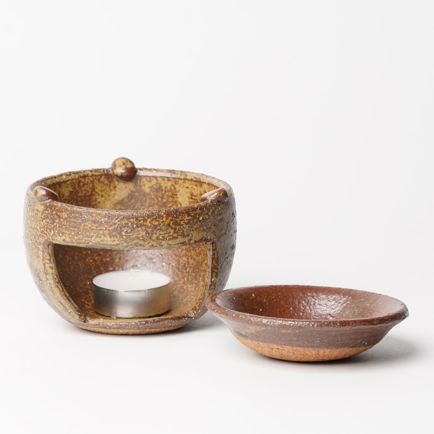 Bizen Ware Tea Incense Burner - Ceramic Tea Aroma Burner with Candle