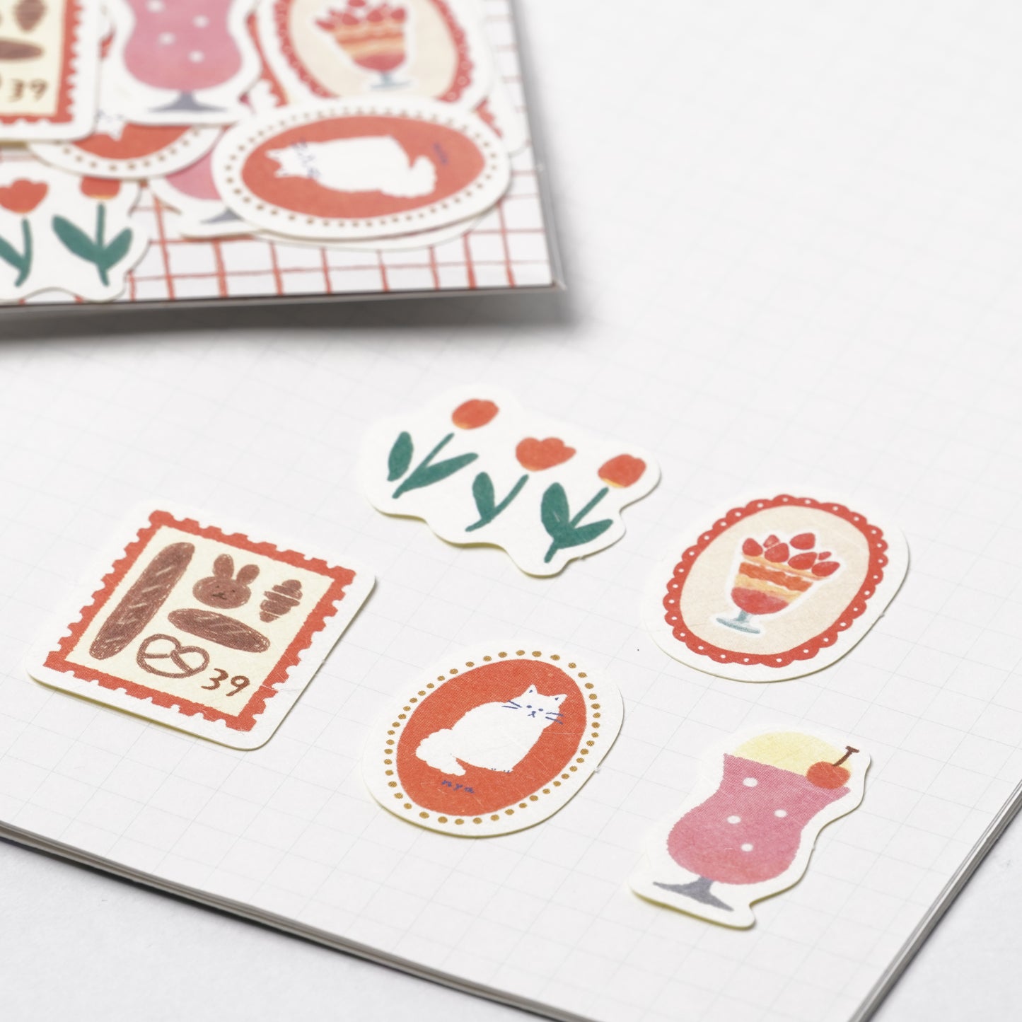 Watashi Biyori Washi Flake Stickers - Red