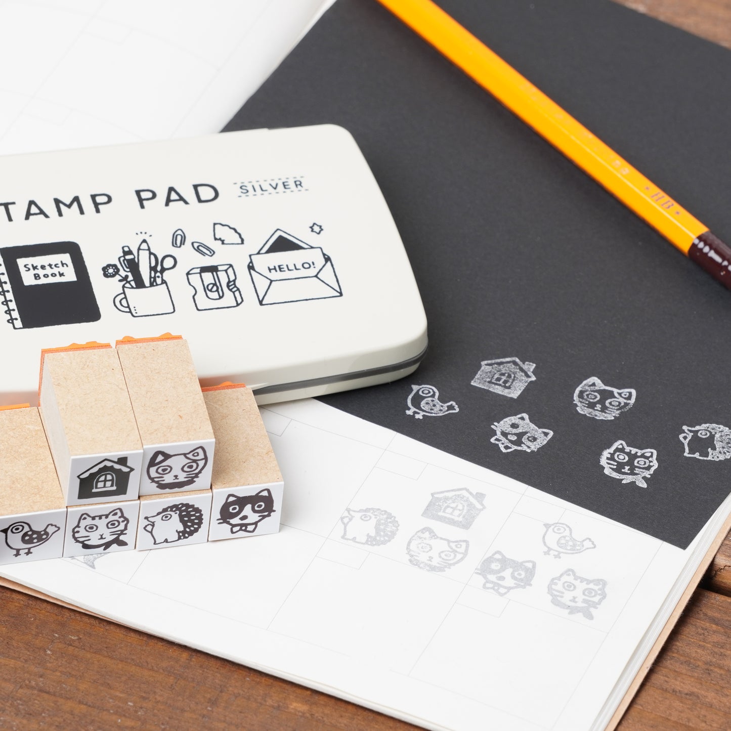 Cute Animal illustrations - Tabby cat stamp