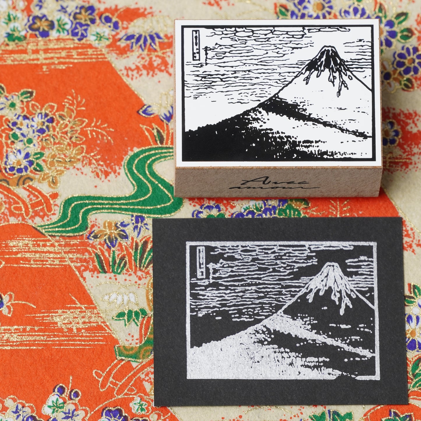 Famous Art Rubber Stamp – Japanese Paintings Red Fuji stamp