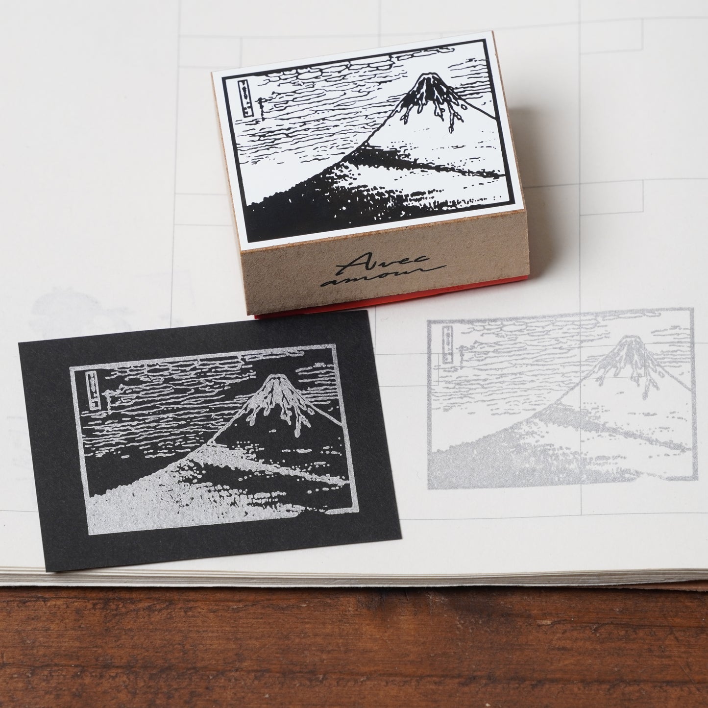 Famous Art Rubber Stamp – Japanese Paintings Red Fuji stamp