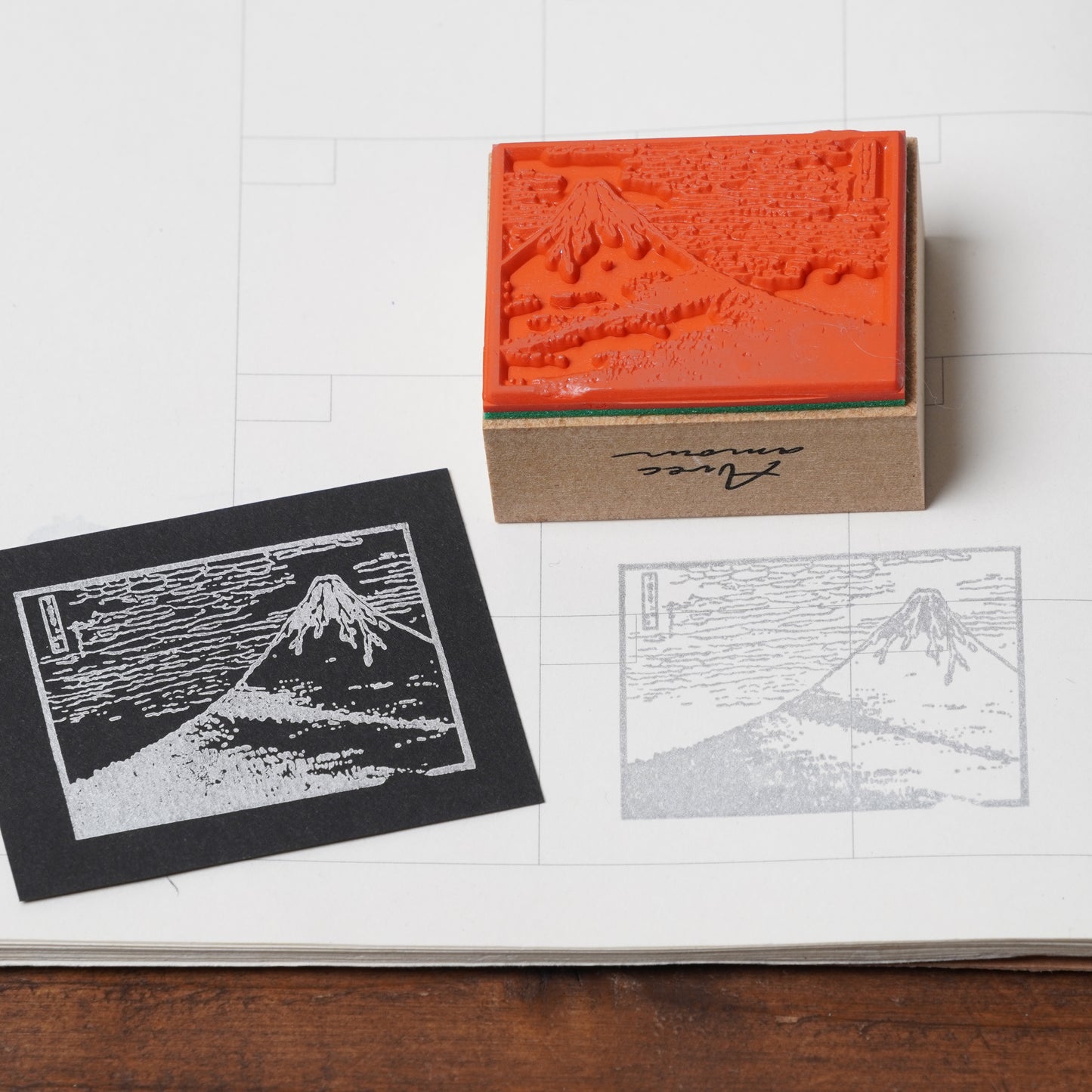 Famous Art Rubber Stamp – Japanese Paintings Red Fuji stamp