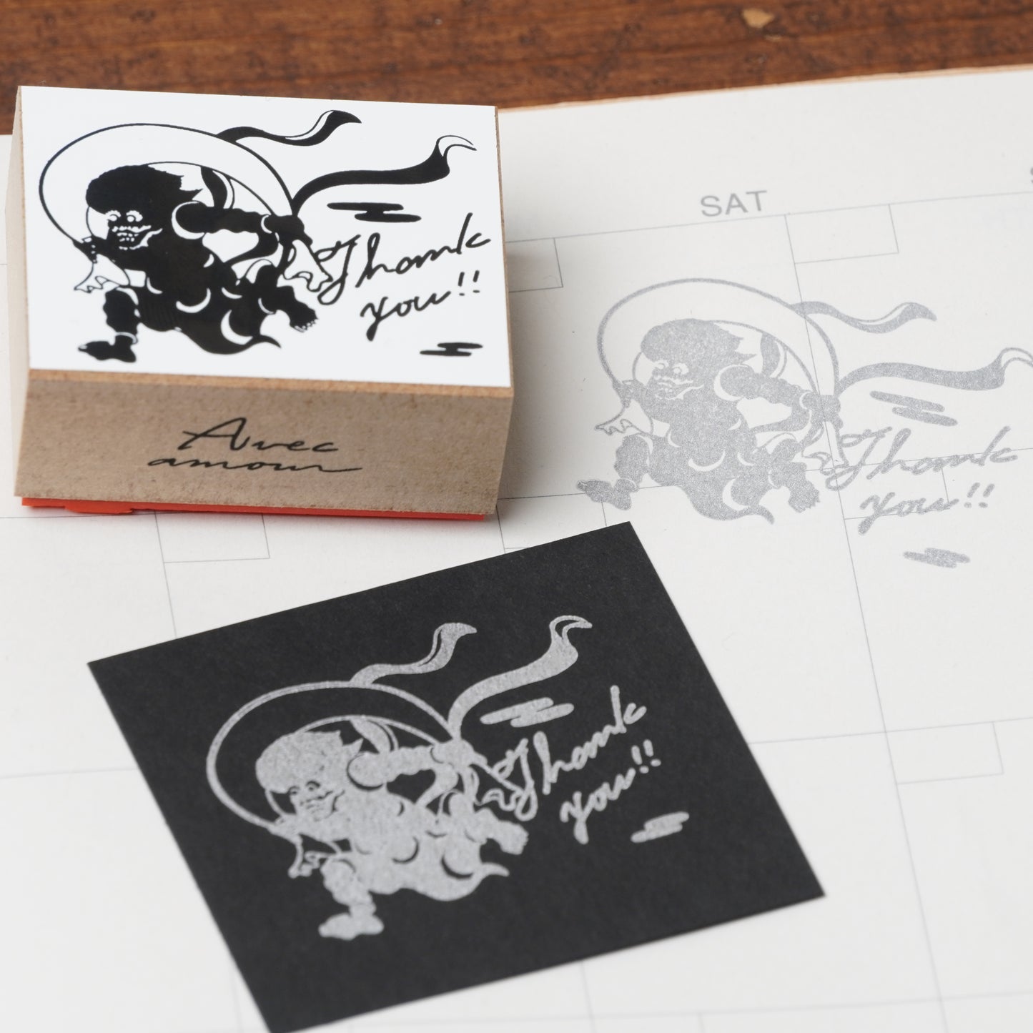 Famous Art Rubber Stamp - Japanese Paintings The god of the wind