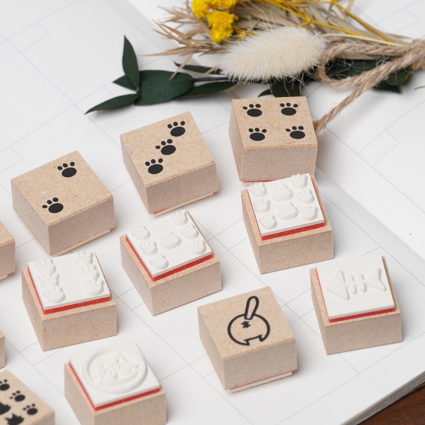 Cute Cat Paw Print Number Stamp Set