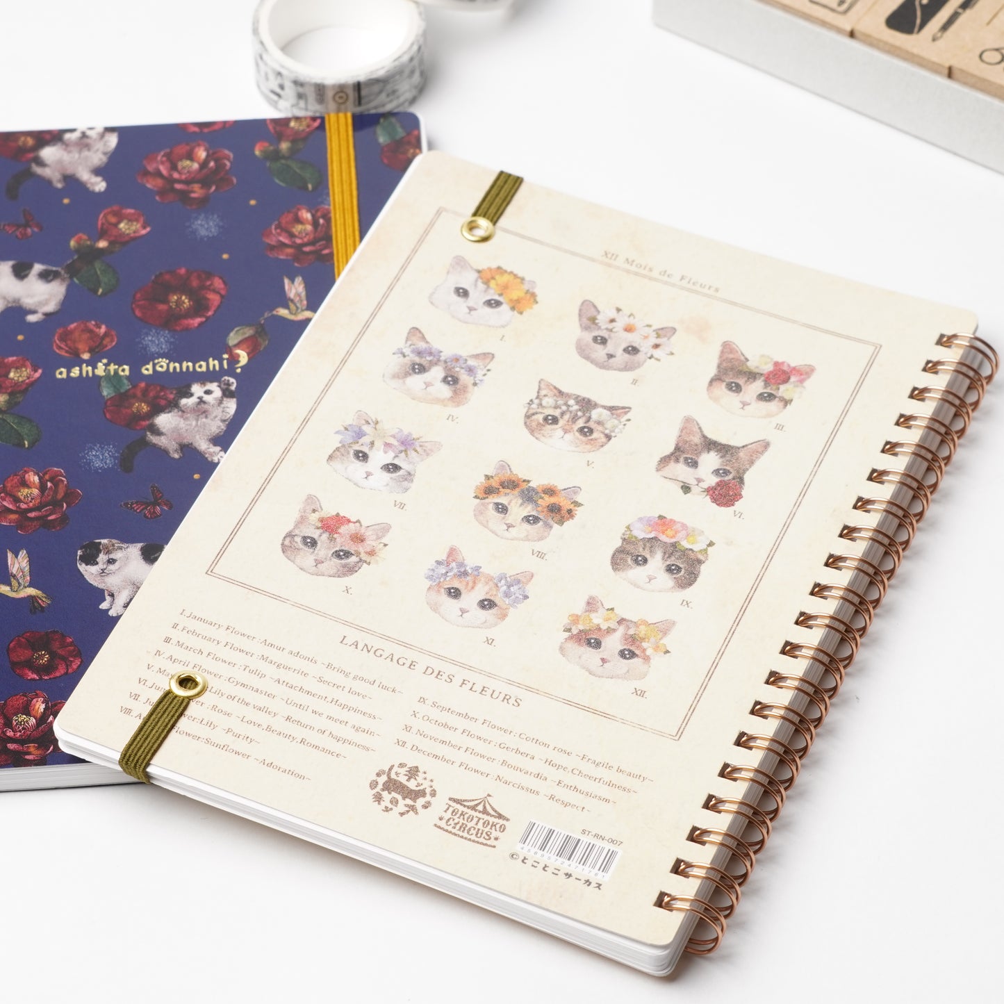 B6 Ring Notebook - fleurs and chats Cats and Flowers