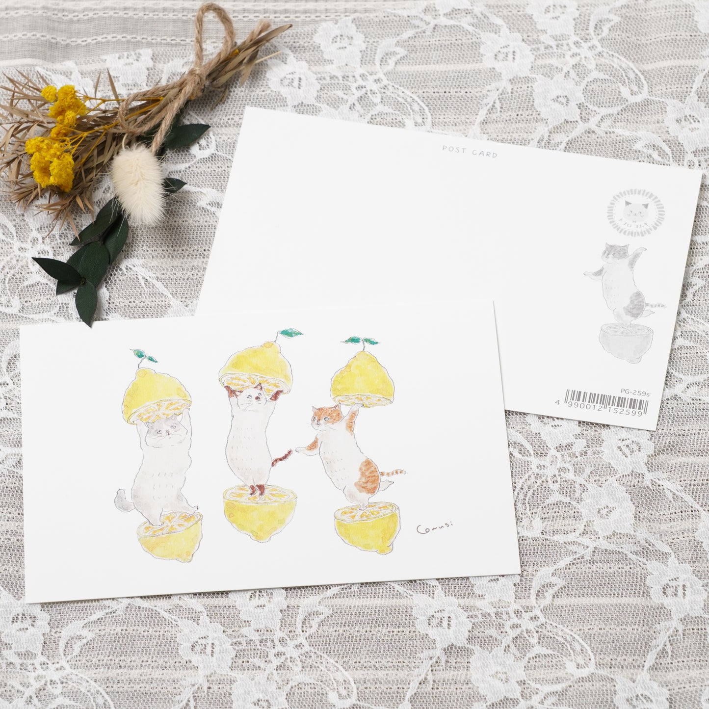 Tocoro Comugi Postcard – Cute Cats and Dreamy Scenes Lemon Cats