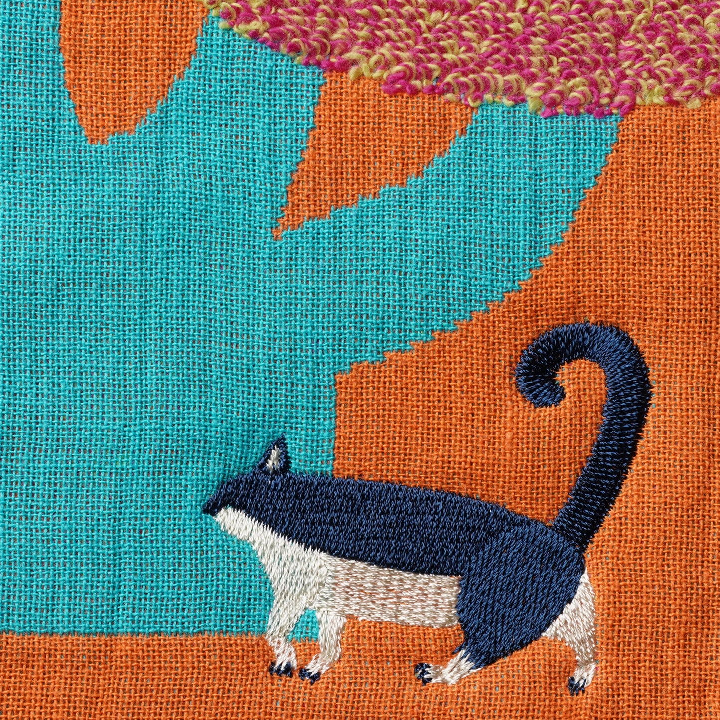 moritaMiW Gauze Handkerchief - 3-Layer Cotton with Embroidery Cat