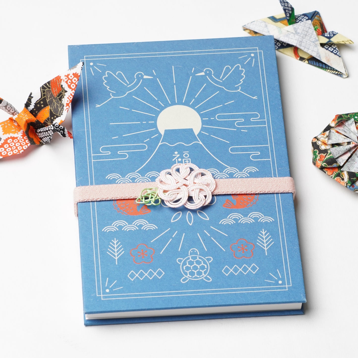 Bookband with Pink Mizuhiki Flower - Traditional Japanese Elegance for Your Temple Stamp Book
