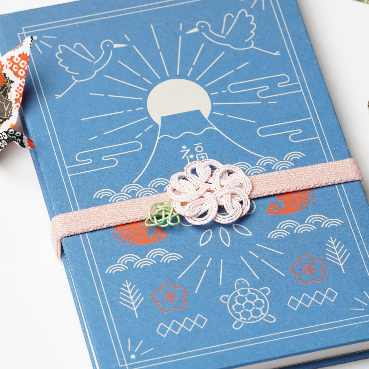 Bookband with Pink Mizuhiki Flower - Traditional Japanese Elegance for Your Temple Stamp Book