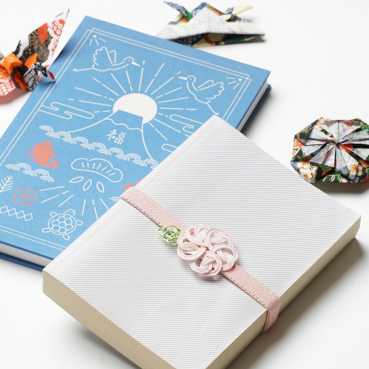 Bookband with Pink Mizuhiki Flower - Traditional Japanese Elegance for Your Temple Stamp Book
