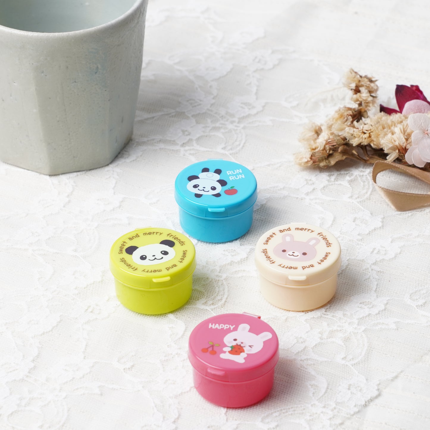 Mini Bento Cup Container set of 4- Panda and Bunny Design