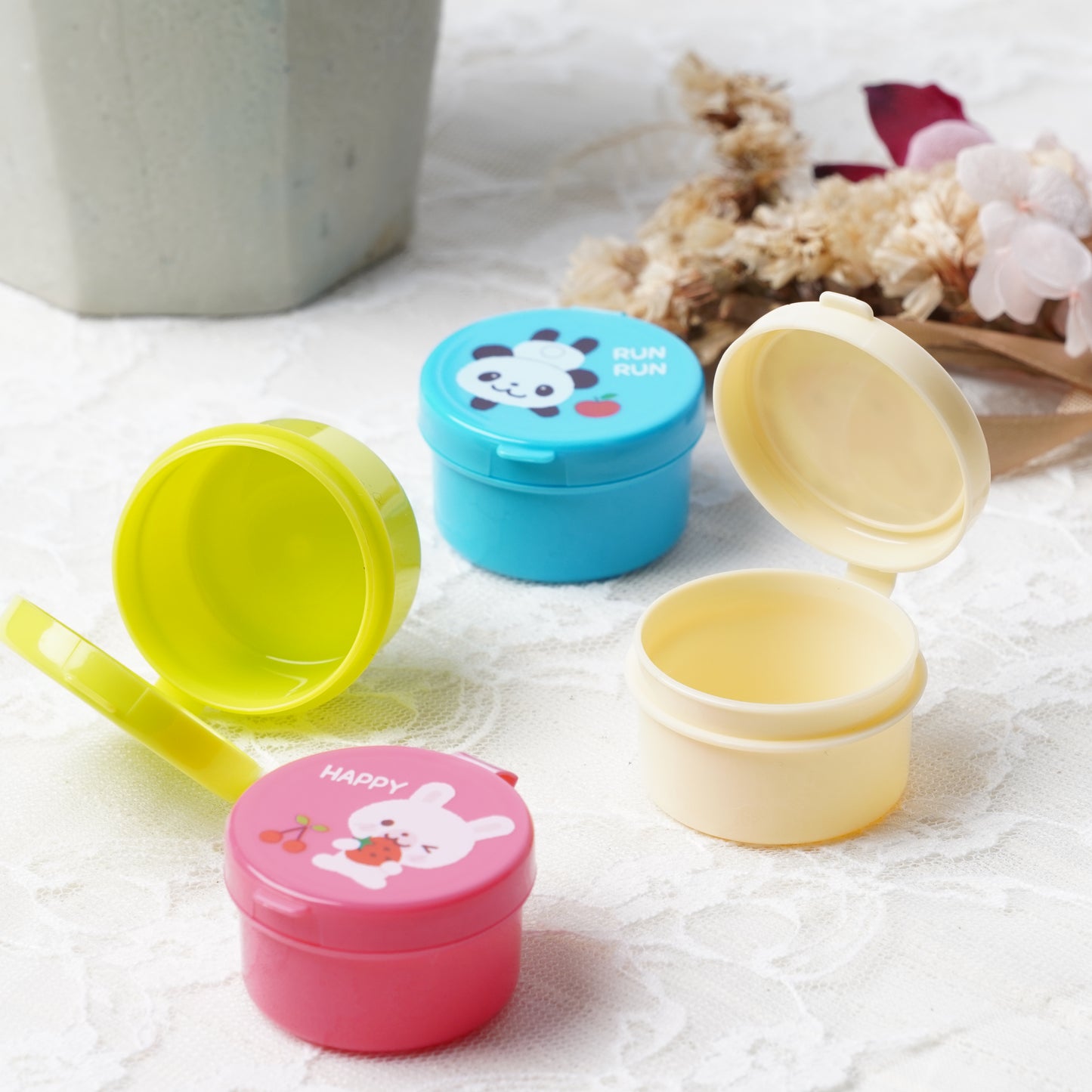 Mini Bento Cup Container set of 4- Panda and Bunny Design