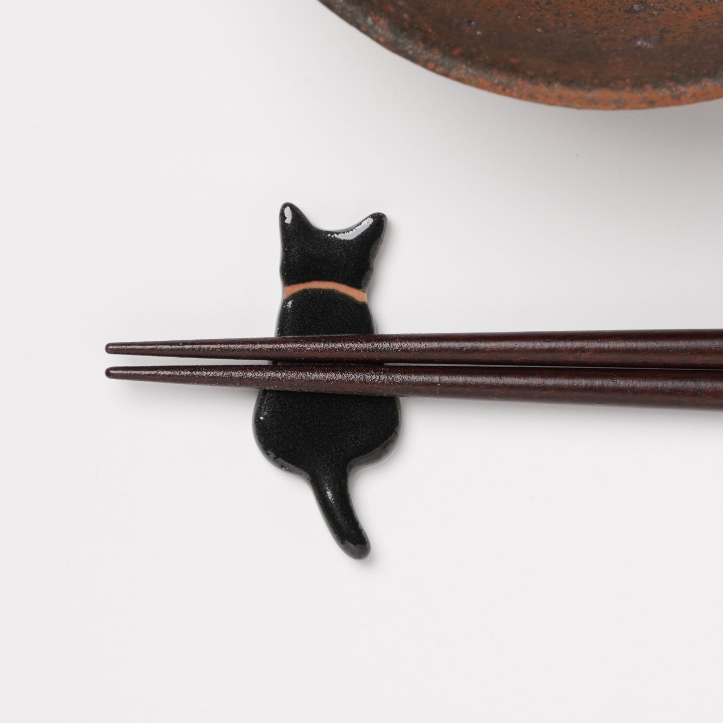Japanese Cat Chopsticks Gift Set - Pair with Chopstick Rests Black and White