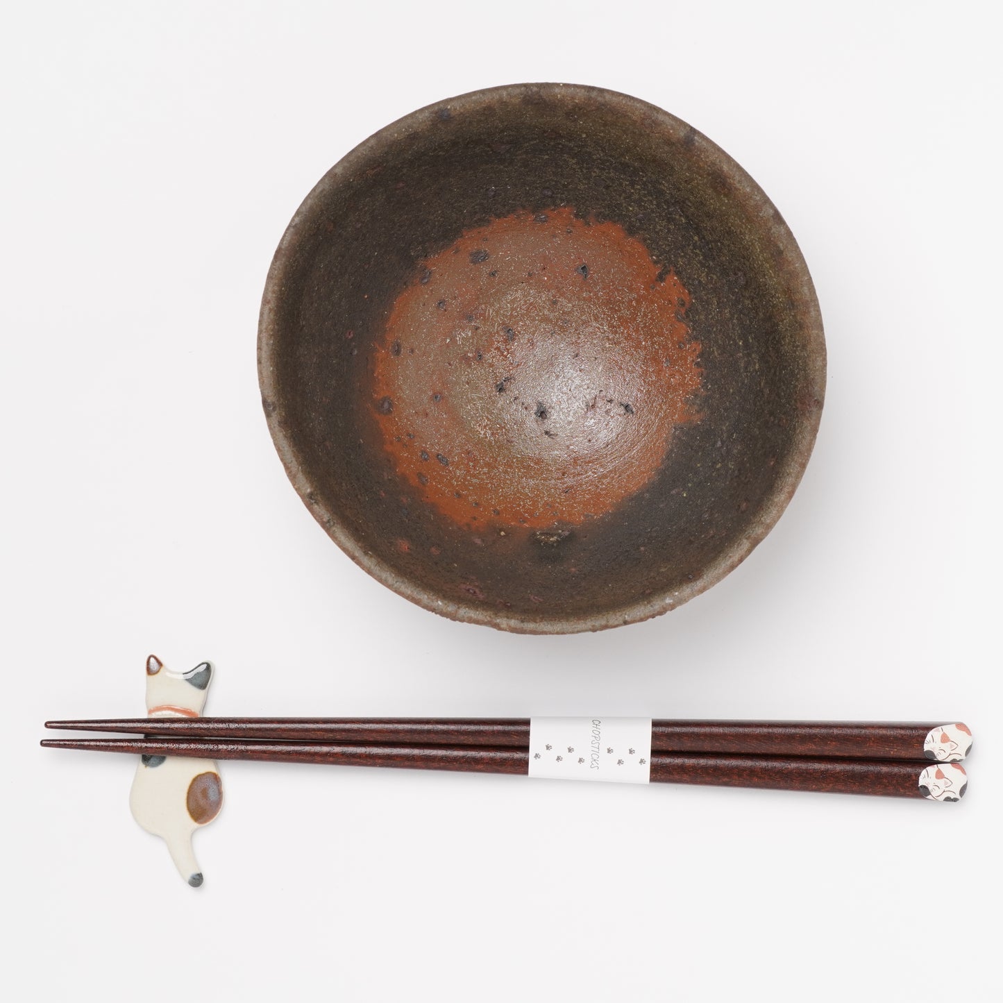 Hidamari Neko Cat Chopsticks Gift Set - With Ceramic Chopstick Rests WAKASA Lacquerware