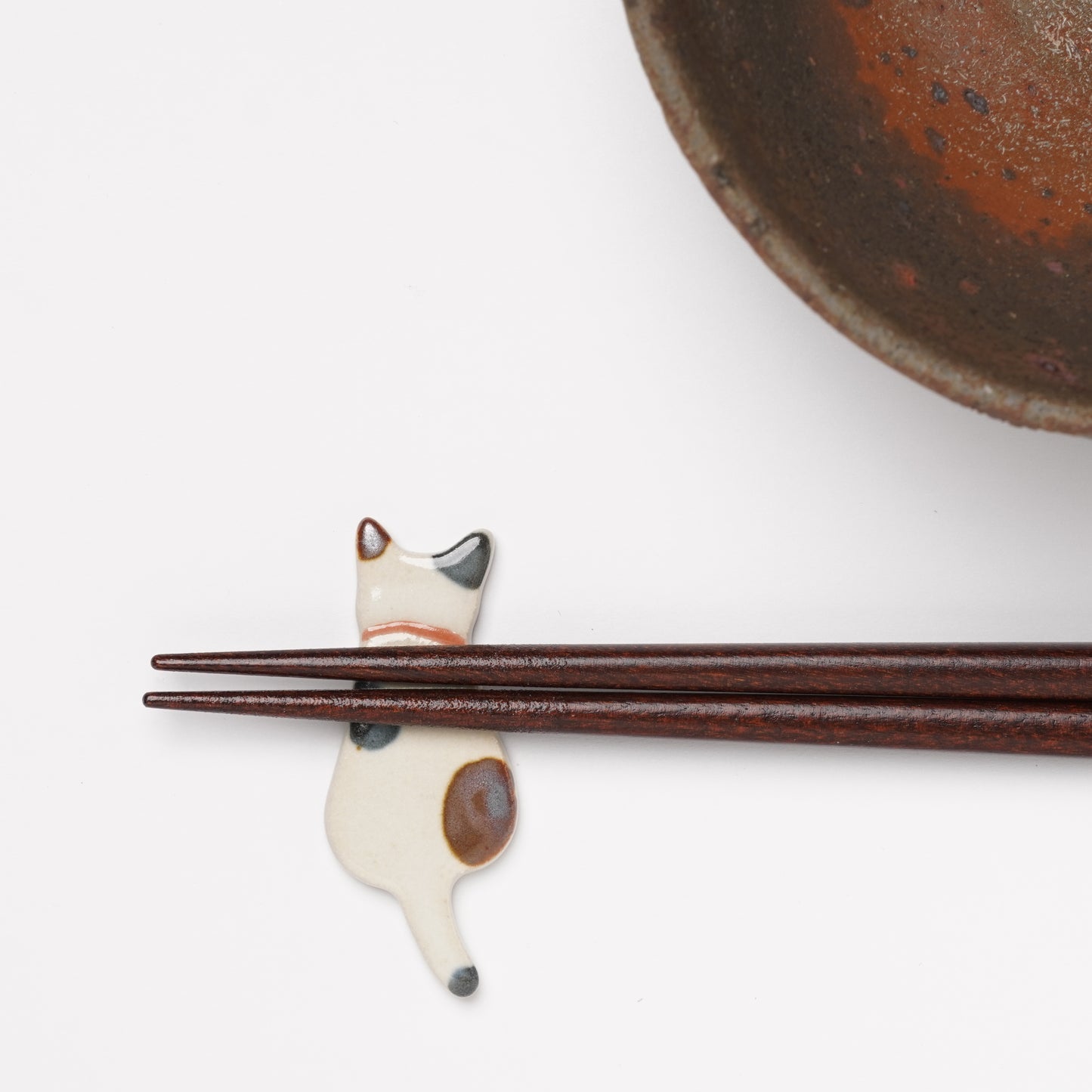 Hidamari Neko Cat Chopsticks Gift Set - With Ceramic Chopstick Rests WAKASA Lacquerware
