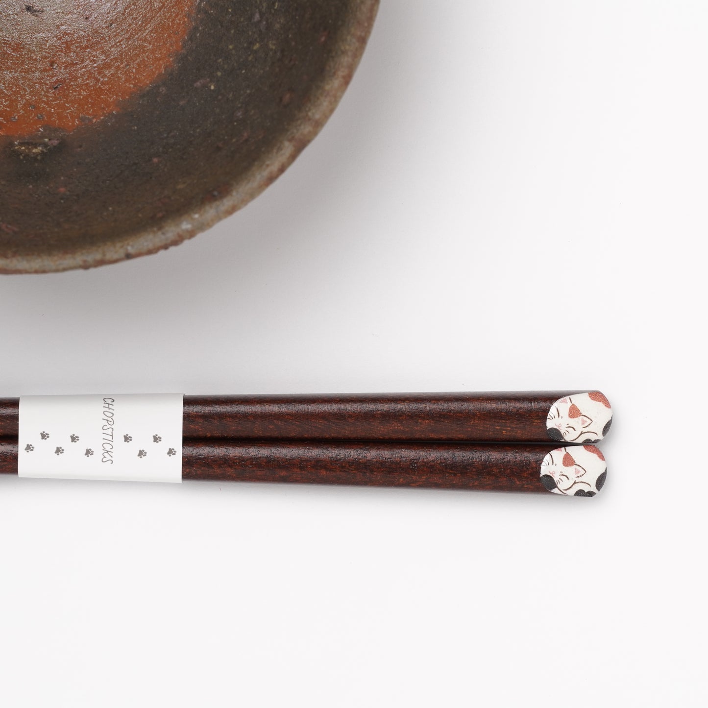 Hidamari Neko Cat Chopsticks Gift Set - With Ceramic Chopstick Rests WAKASA Lacquerware