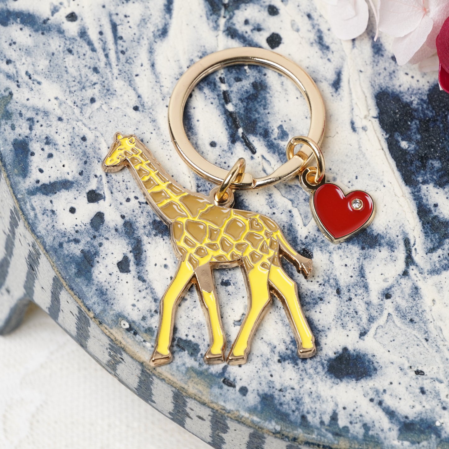 Animal Key Ring with Mini Charm Giraffe