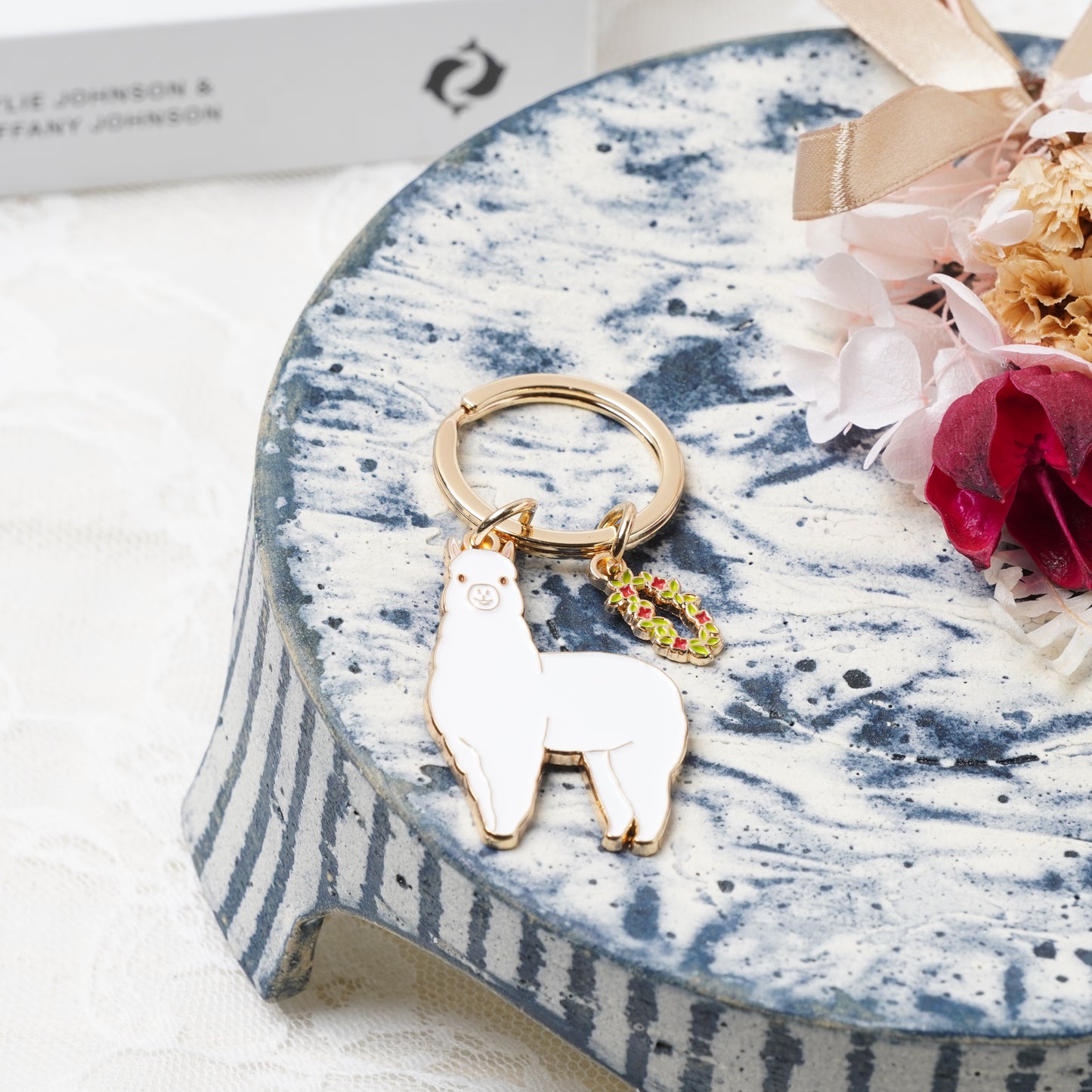 Animal Key Ring with Mini Charm Alpaca