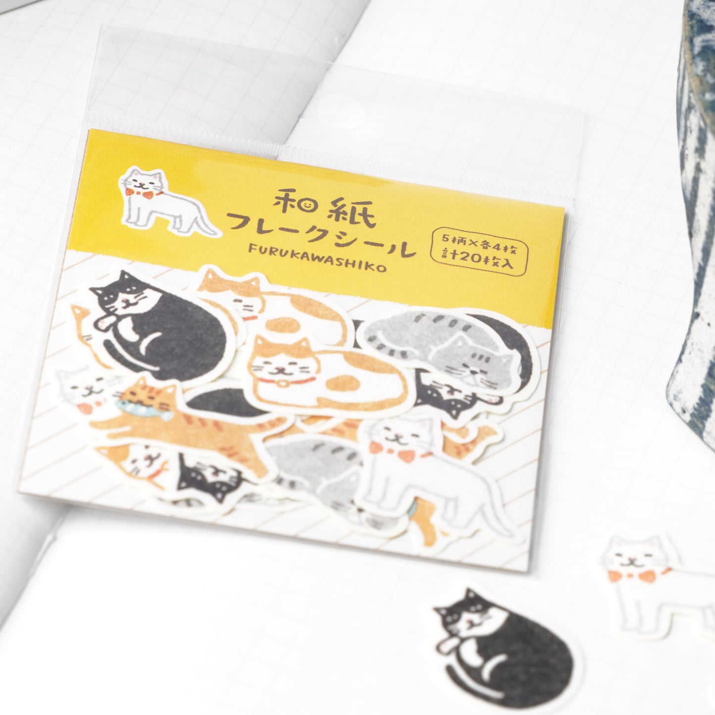 Japanese Washi Flake Stickers - Cat